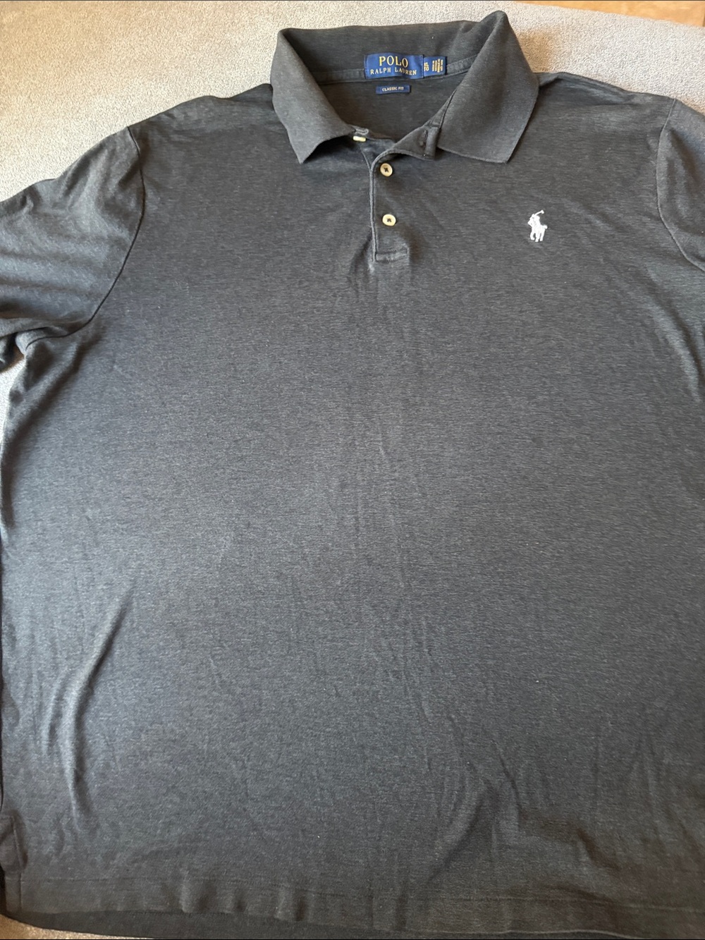 Polo by Ralph Lauren Charcoal Gray Short-Sleeve Polo with White Pony 100% Cotton